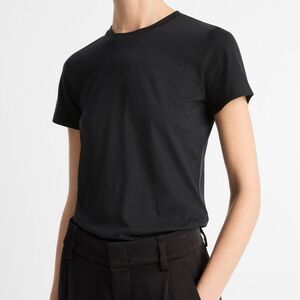 Vince Essential Pima Cotton Short Sleeve Crewneck T-Shirt in Black Size Large